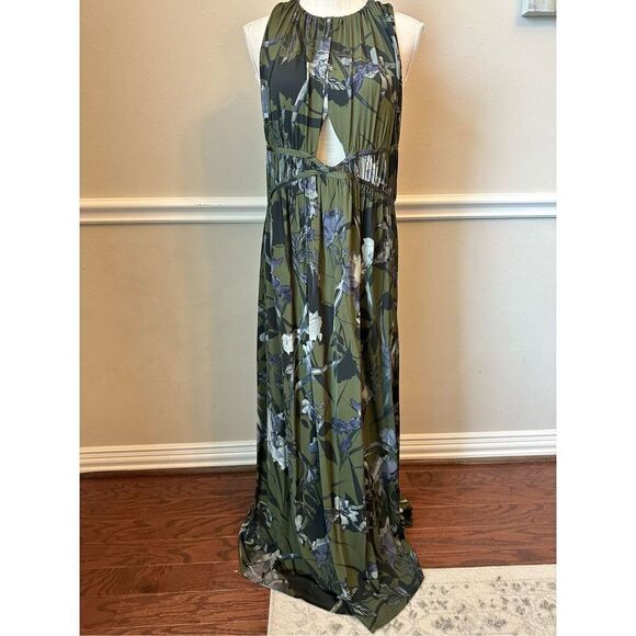 All Saints Botanical Maxi Dress in Green and Purple - Picture 2 of 12